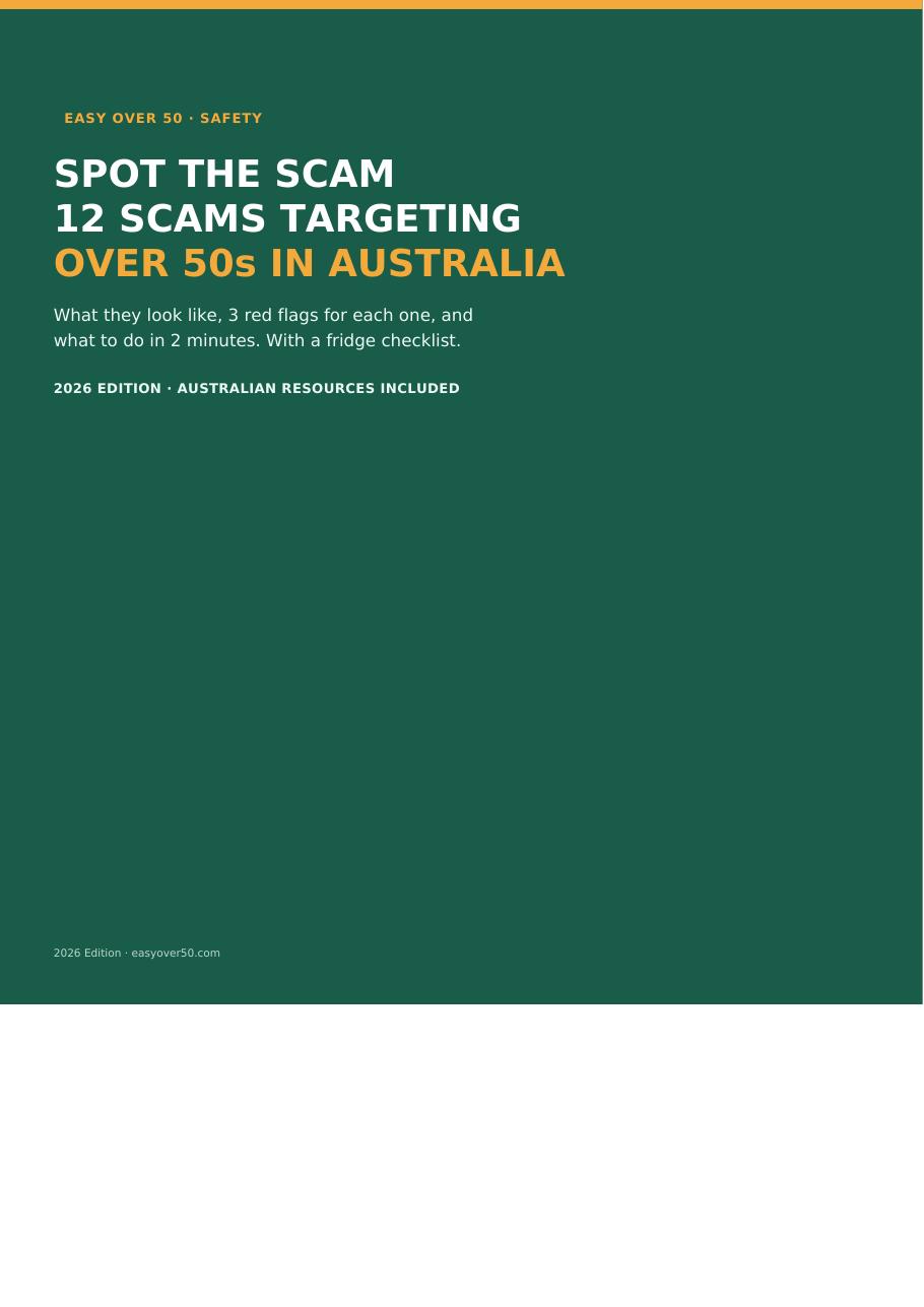 Cover: WITH SPOT THE SCAM: 12 SCAMS TARGETING OVER 50S IN AUSTRALIA GUIDE BOOK